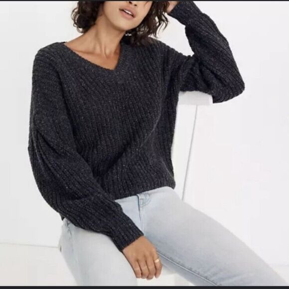 Madewell Pleat-Sleeve Wool Silk Blend Pullover Sweater Style G9922 Women's XS - Picture 1 of 12